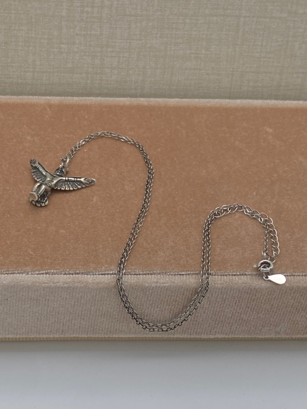 925 Kachina Bird Dancer Figural Pendant Necklace Chain Vintage Sterling Silver